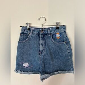 Vintage Snoopy High Rise Denim Shorts